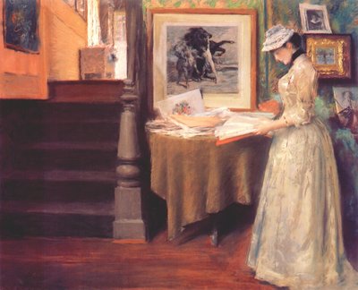 Interior, Young Woman at a Table by William Merritt Chase